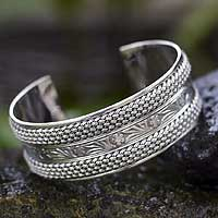 Sterling silver cuff bracelet, 'Paradise' - Sterling silver cuff bracelet
