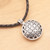 Leather pendant necklace, 'Java Rosette' - Hand Made Floral Sterling Silver Pendant Necklace (image 2b) thumbail