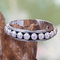 Sterling silver bangle bracelet, '21 Balls' - Sterling silver bangle bracelet