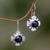 Pearl dangle earrings, 'Black Silhouette' - Modern Sterling Silver Pearl Dangle Earrings thumbail