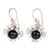 Pearl dangle earrings, 'Black Silhouette' - Modern Sterling Silver Pearl Dangle Earrings (image 2a) thumbail