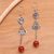 Carnelian dangle earrings, 'Unique' - Carnelian dangle earrings thumbail