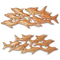 Wood wall panels Dolphin Voyage pair Indonesia