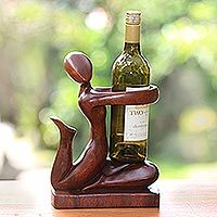 Wood wine bottle holder,