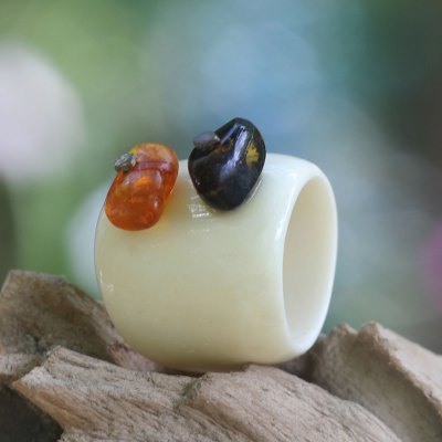 Amber cocktail ring, Coral Island
