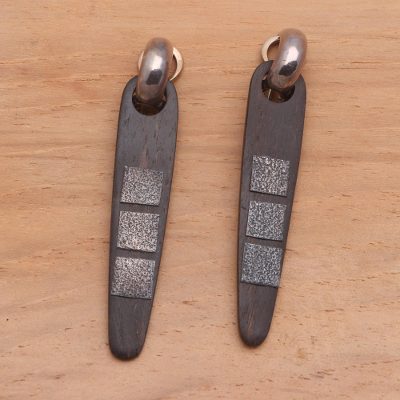 Ebony dangle earrings, Three Islands
