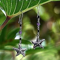Amethyst and onyx earrings,