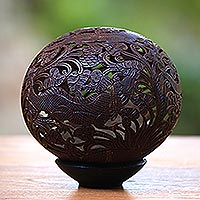 Coconut shell sculpture Chameleon Indonesia