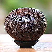 Coconut shell sculpture Heron Indonesia