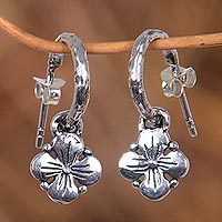 Sterling silver flower earrings,