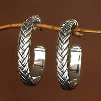 Sterling silver half hoop earrings,