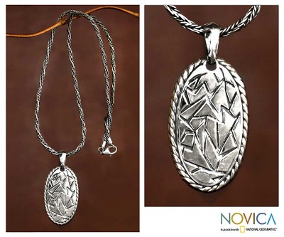 Sterling silver mens necklace, Liberty