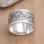 Amethyst band ring, 'Nature' - Hand Crafted Floral Silver and Amethyst Ring thumbail