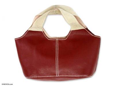 Leather shoulder bag, 'Cherry Pop' - Red Indonesian Leather Shoulder Bag