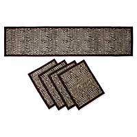 Natural fibers table runner and placemats Organic Art set for 4 Indonesia