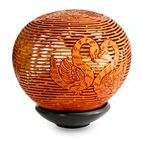 Coconut shell sculpture Swan Love Song Indonesia