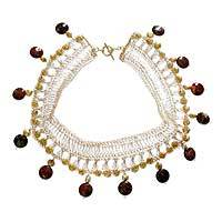 Pearl and chalcedony choker,