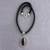 Leather and onyx pendant necklace, 'Queen' - Hand Crafted Sterling Silver and Onyx Necklace thumbail