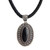 Leather and onyx pendant necklace, 'Queen' - Hand Crafted Sterling Silver and Onyx Necklace (image 2a) thumbail