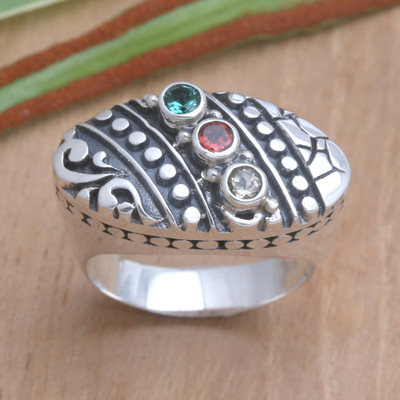 Sterling Silver and Multigem Cocktail Ring