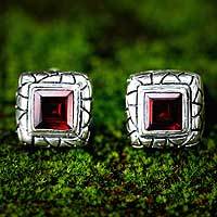 Garnet button earrings,