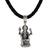 Men's sterling silver and leather necklace, 'Ganesha' - Men's Sterling Silver Pendant Necklace (image 2a) thumbail