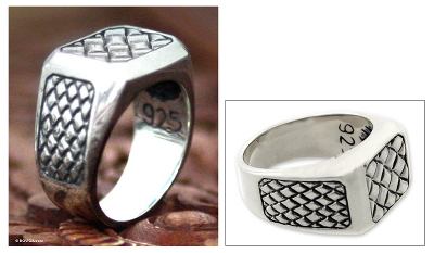 Men's sterling silver ring, 'Dragon Spirit' - Men's sterling silver ring
