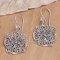 Sterling silver filigree earrings, 'Remembrance' - Floral Sterling Silver Earrings from Indonesia