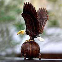 Wood sculpture, 'Magnificent American Bald Eagle' - Wood sculpture