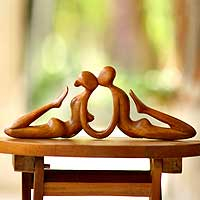 Wood sculpture Beauty of a Kiss Indonesia