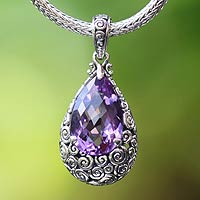 Amethyst pendant necklace Lavender Teardrop Indonesia