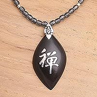 Wood pendant necklace,