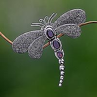 Garnet brooch pin pendant,