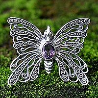 Amethyst brooch pin pendant,