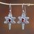 Sterling silver and garnet dangle earrings, 'Baby Dragonfly' - Unique Sterling Silver and Garnet Dangle Earrings thumbail