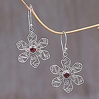 Garnet flower earrings,