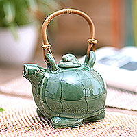 Ceramic teapot Mother Sea Turtle Indonesia