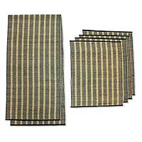 Natural fiber table runner and placemats Ethnic set for 4 Indonesia