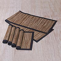 Natural fibers table runner and placemats Rain set for 4 Indonesia