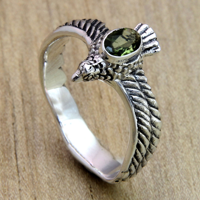 Men&#39;s Hand Crafted Peridot and Sterling Silver Ring - Peace Messenger | NOVICA