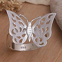 Sterling silver cocktail ring, 'Free as a Butterfly' - Sterling Silver Cocktail Ring
