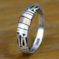 Sterling silver band ring, 'Balinese Fair' - Sterling silver band ring