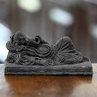 Sandstone sculptures Sleeping Ganesha pair Indonesia
