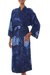 Women's batik robe 'Midnight Starlight' - Women's Blue Batik Robe (image 2a) thumbail