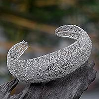 Sterling silver cuff bracelet, 'Energized' - Sterling silver cuff bracelet