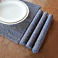 Cotton placemats Blue Nature set of 4 Indonesia