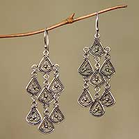 Sterling silver chandelier earrings, 'Bali Belle' - Sterling Silver Chandelier Earrings