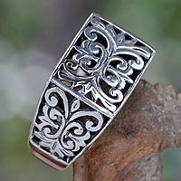 Men's sterling silver ring, 'Emperor' - Men's Unique Sterling Silver Ring from Indonesia