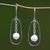 Pearl dangle earrings, 'Halo' - Sterling Silver and Pearl Dangle Earrings thumbail
