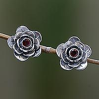Garnet flower earrings,
